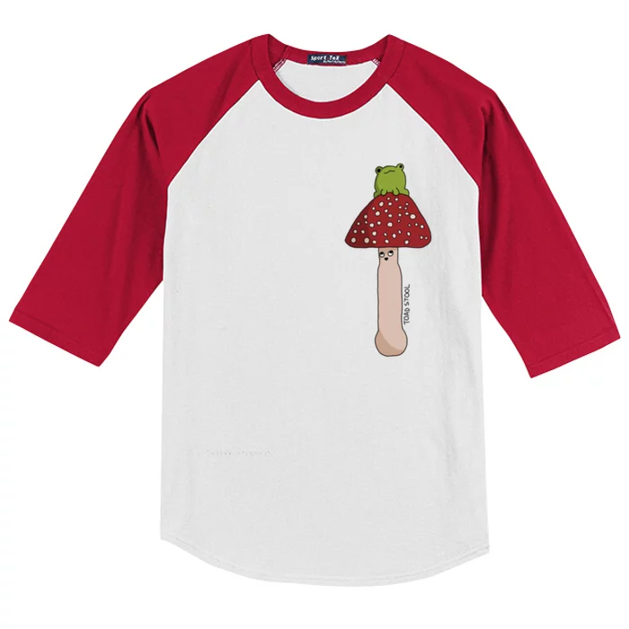 A Toadstool Mushroom With A Little Friend Kids Colorblock Raglan Jersey