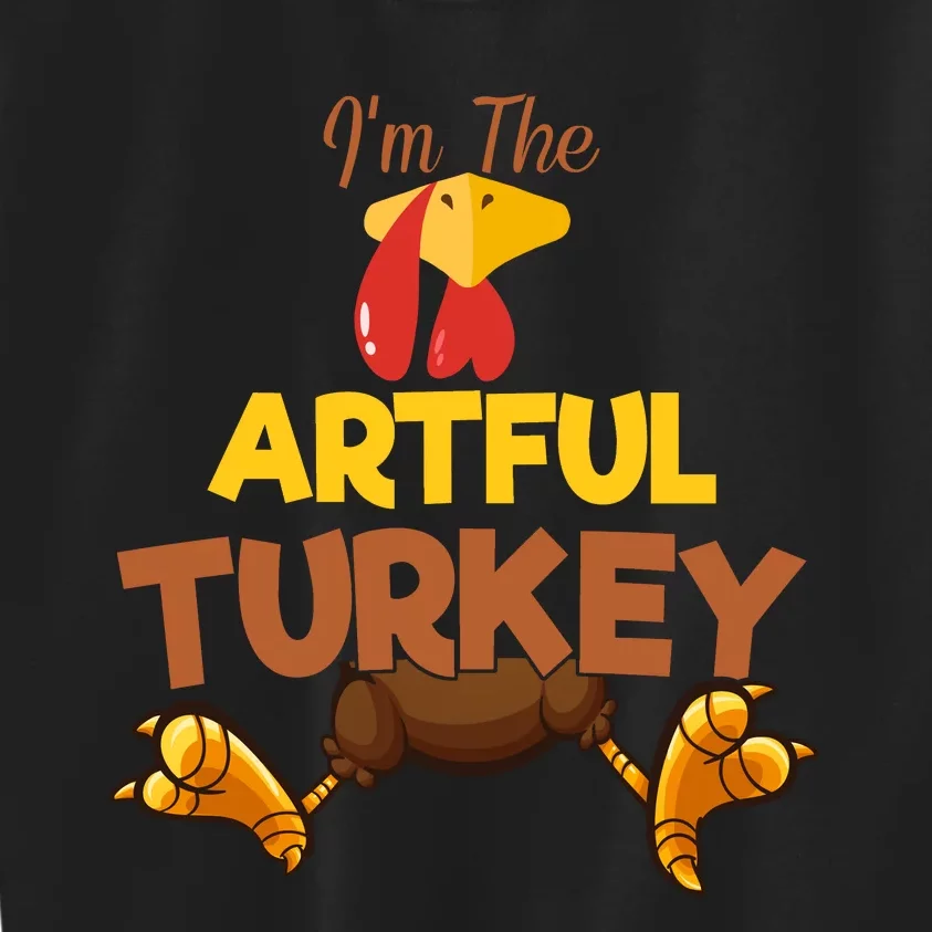 Artful Turkey Matching Family Group Thanksgiving Gifts Kids Sweatshirt