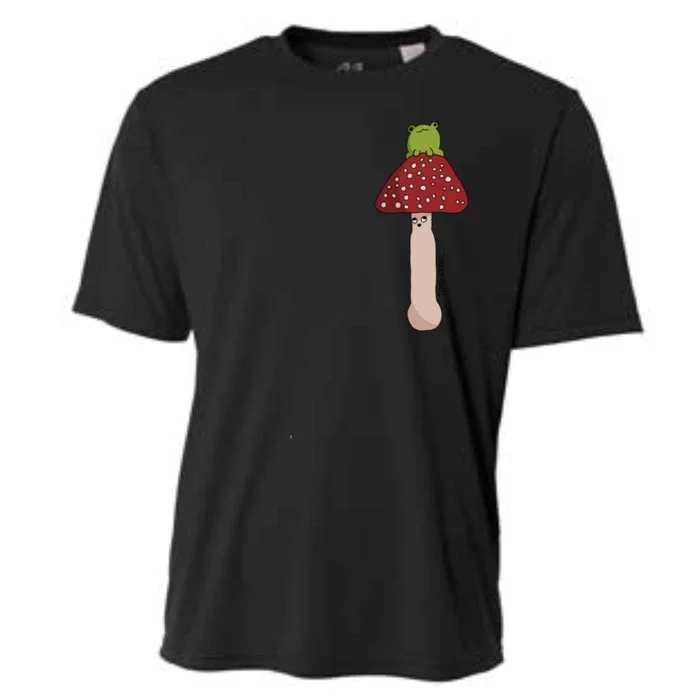 A Toadstool Mushroom With A Little Friend Cooling Performance Crew T-Shirt