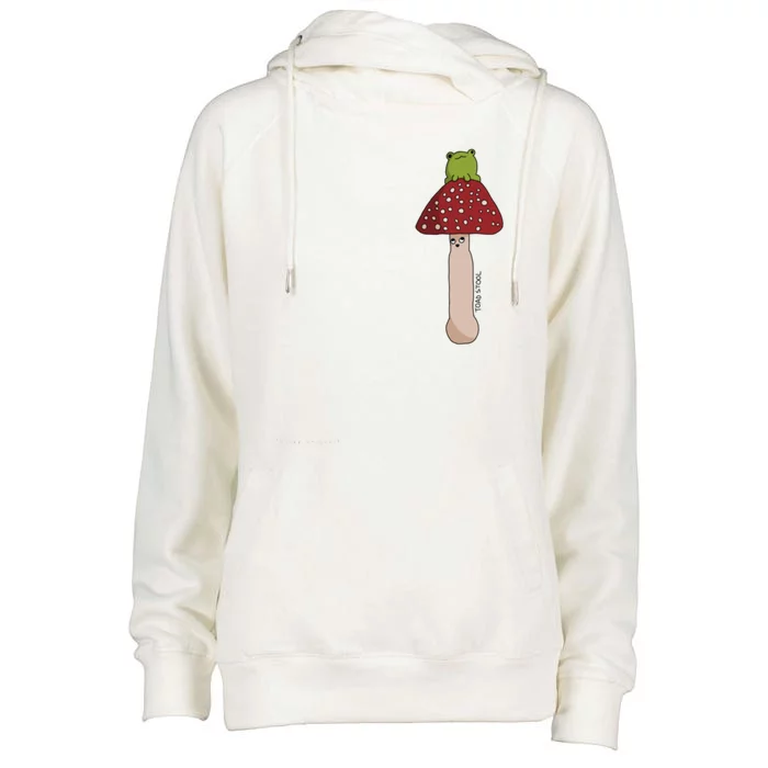 A Toadstool Mushroom With A Little Friend Womens Funnel Neck Pullover Hood