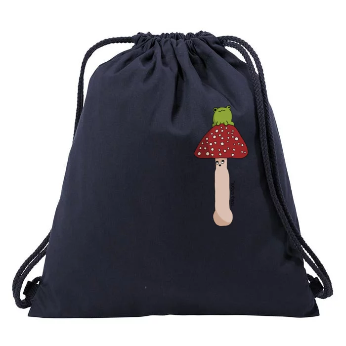 A Toadstool Mushroom With A Little Friend Drawstring Bag