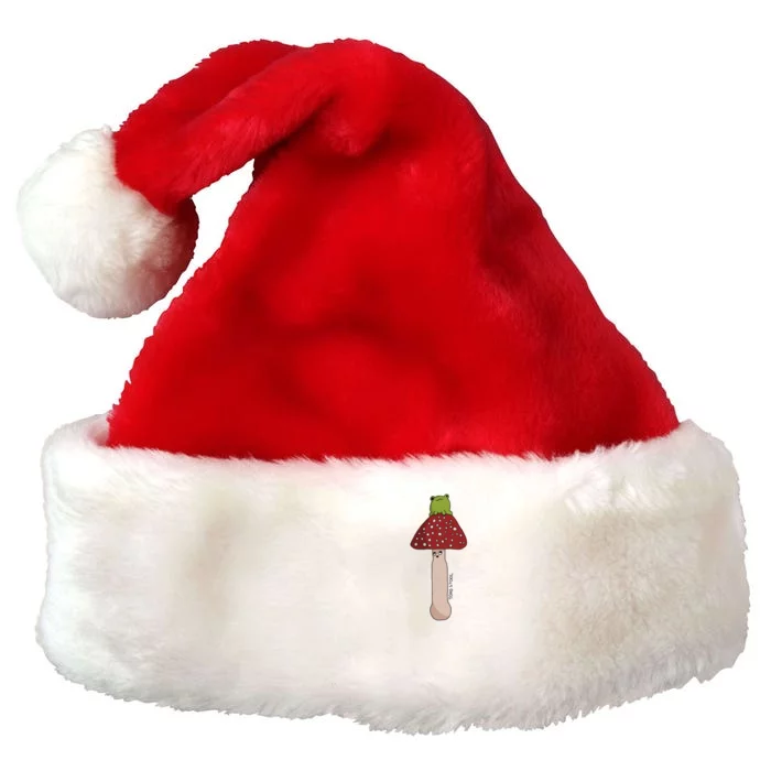 A Toadstool Mushroom With A Little Friend Premium Christmas Santa Hat