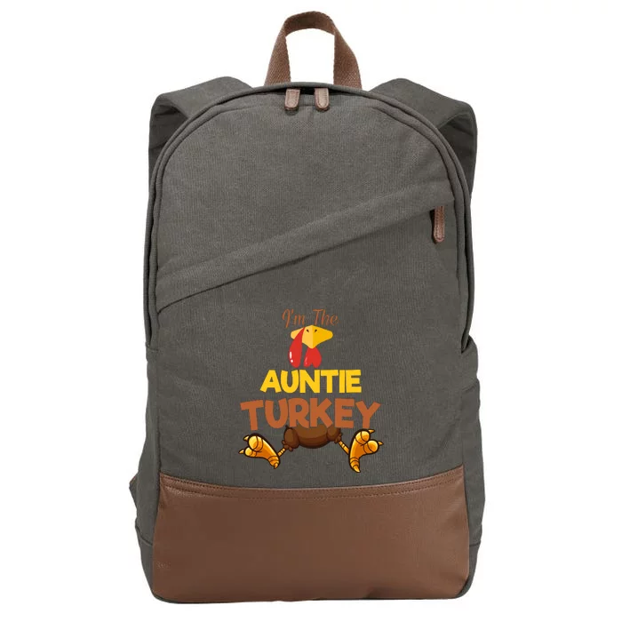 Auntie Turkey Matching Family Group Thanksgiving Gifts Cotton Canvas Backpack