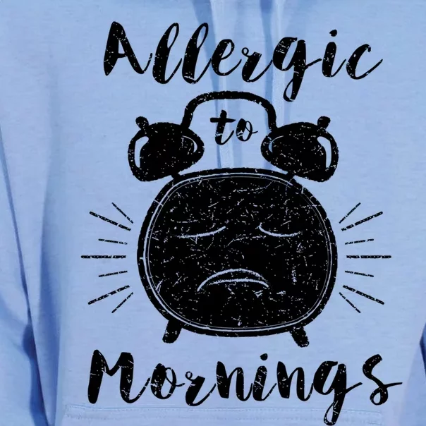 Allergic To Mornings Funny Morning Person Hate Alarm Clock Cute Gift Unisex Surf Hoodie