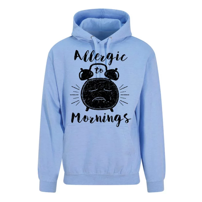 Allergic To Mornings Funny Morning Person Hate Alarm Clock Cute Gift Unisex Surf Hoodie