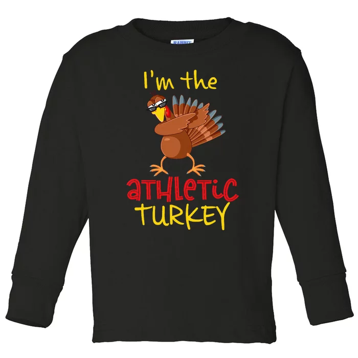 Athletic Turkey Matching Family Group Thanksgiving Party Toddler Long Sleeve Shirt