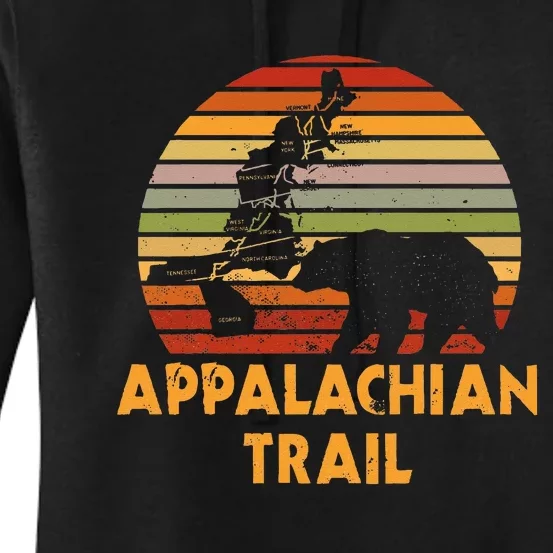 Appalachian Trail Map With Bear Women's Pullover Hoodie