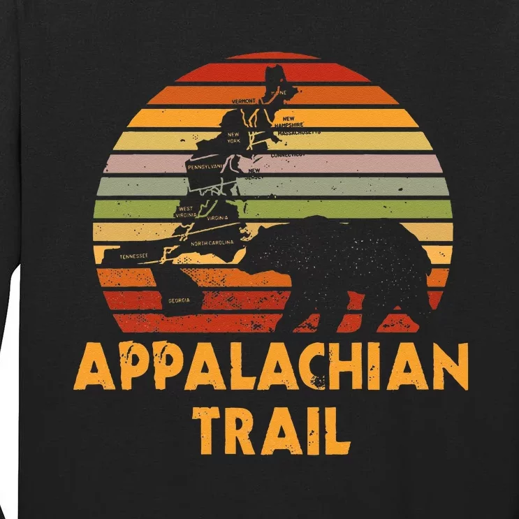 Appalachian Trail Map With Bear Tall Long Sleeve T-Shirt