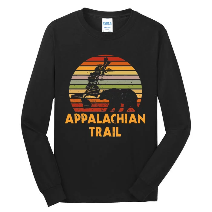 Appalachian Trail Map With Bear Tall Long Sleeve T-Shirt