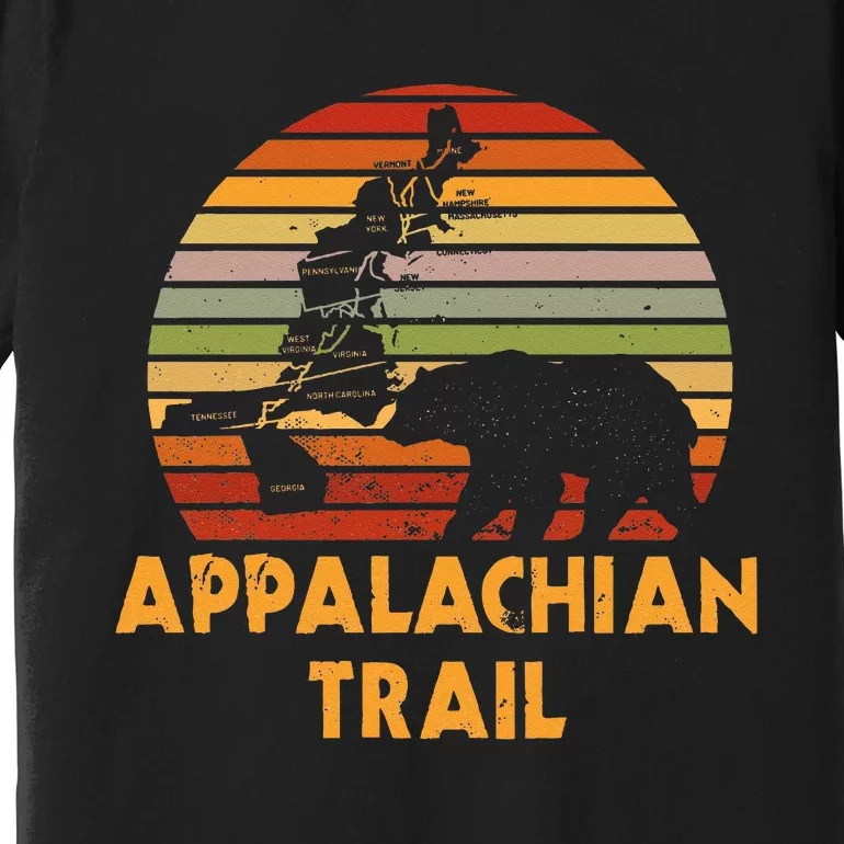 Appalachian Trail Map With Bear Premium T-Shirt