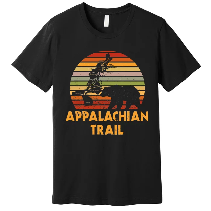 Appalachian Trail Map With Bear Premium T-Shirt