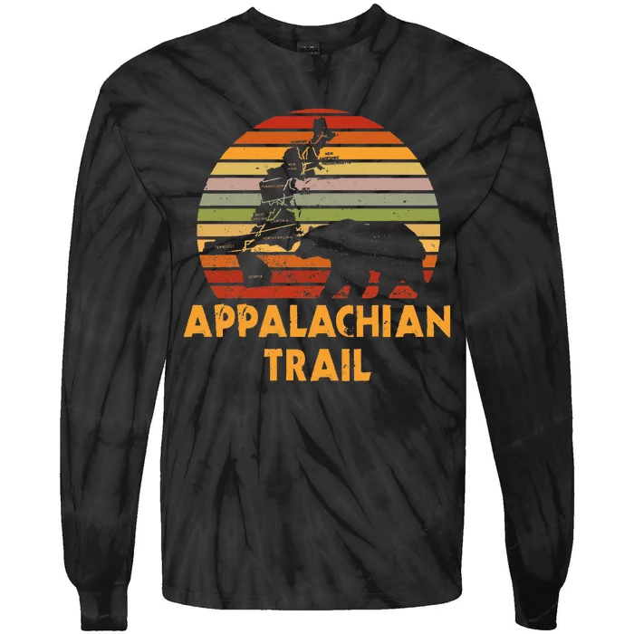 Appalachian Trail Map With Bear Tie-Dye Long Sleeve Shirt