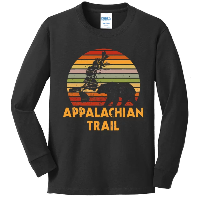 Appalachian Trail Map With Bear Kids Long Sleeve Shirt