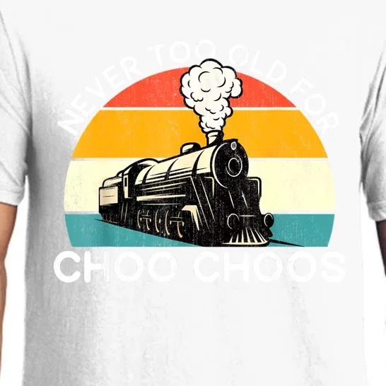 Adult Train Never Too Old For Choo Choos Retro Locomotive Pajama Set