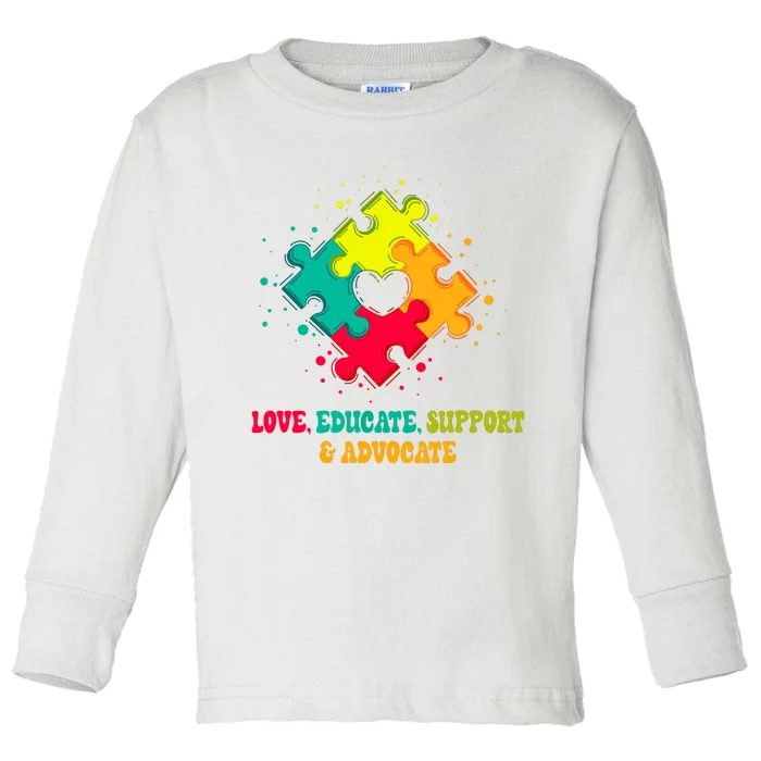 Autism Teacher Neurodiversity Autism Awareness Puzzle Piece Toddler Long Sleeve Shirt