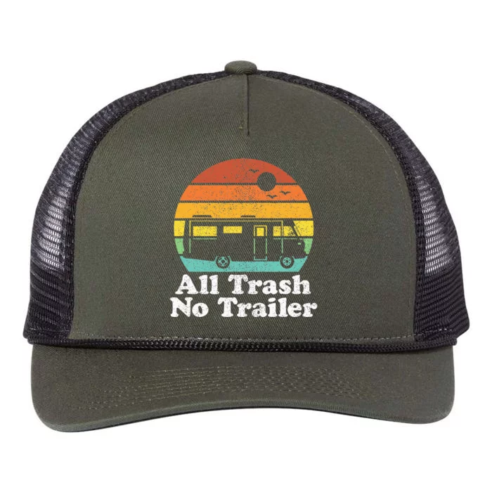 All Trash No Trailer Rv Retro Camping 70s Camper Retro Rope Trucker Hat Cap