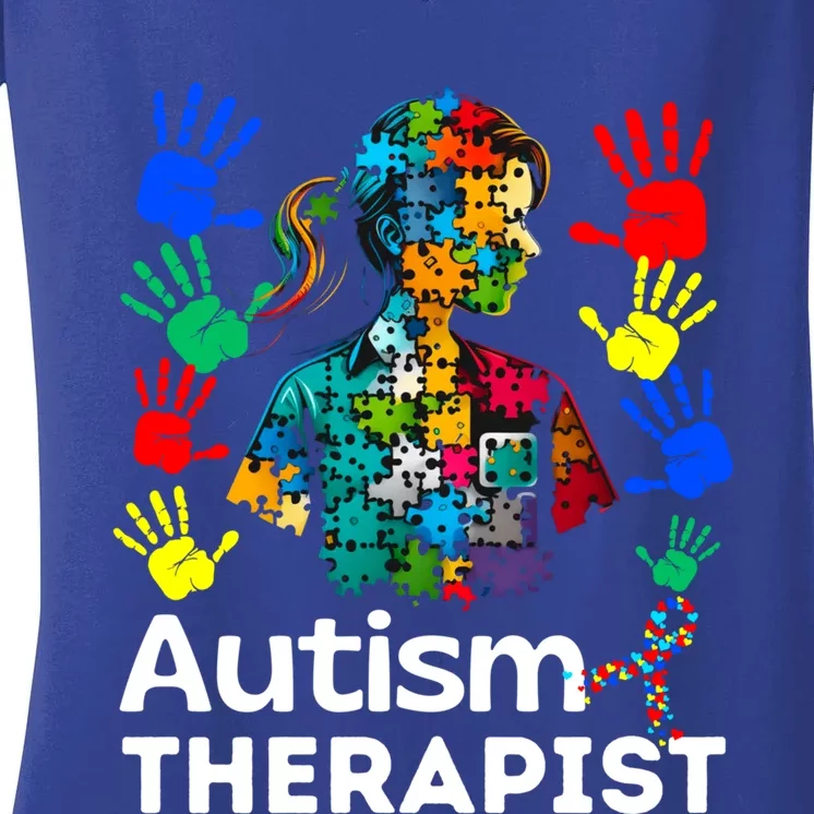 Autism Therapist Navigating Autism T Autism Counseling T Gift Women's V-Neck T-Shirt