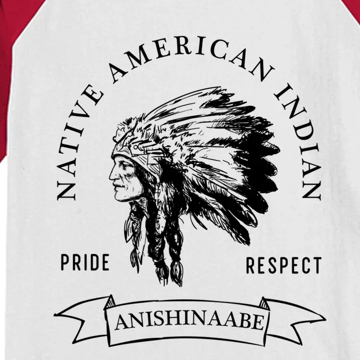 Anishinaabe Tribe Native American Indian Pride Respect Vinta Gift Kids Colorblock Raglan Jersey