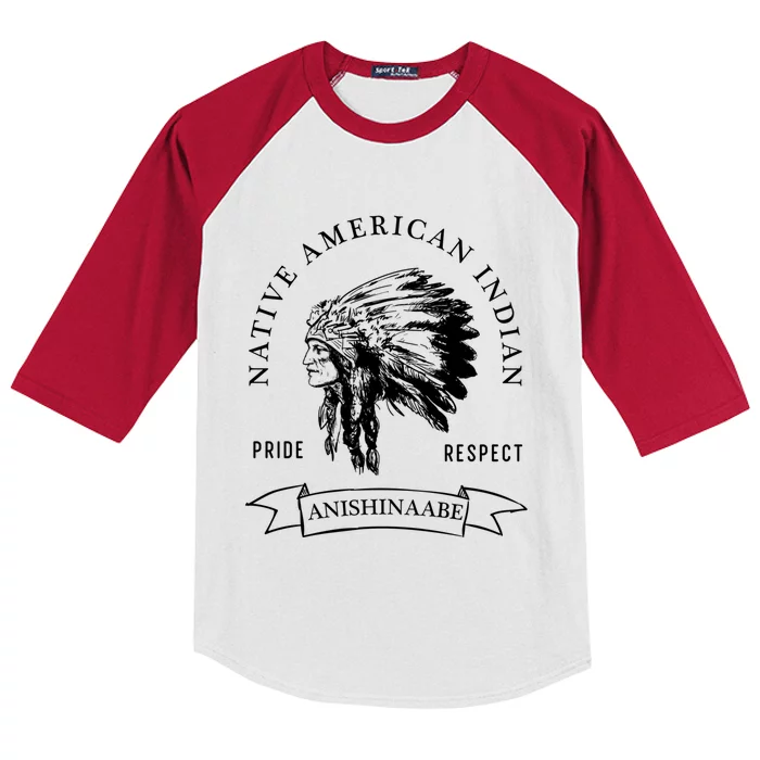 Anishinaabe Tribe Native American Indian Pride Respect Vinta Gift Kids Colorblock Raglan Jersey