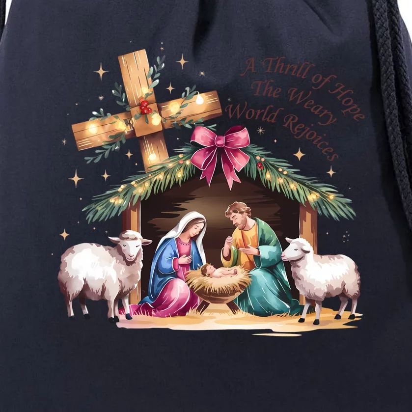 A Thrill Of Hope The Weary World Rejoices Christmas Holiday Season Drawstring Bag