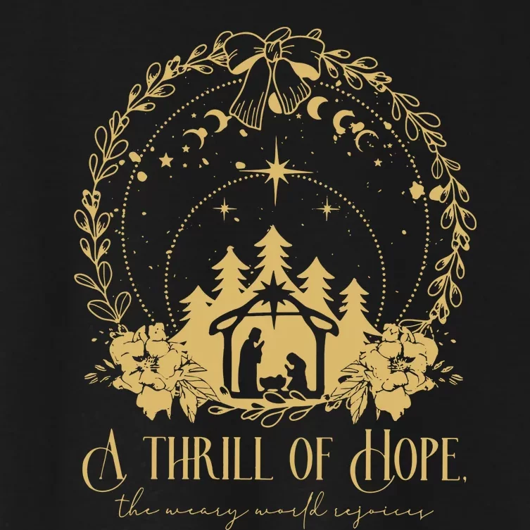 A Thrill Of Hope The Weary World Rejoices Christian Women's Crop Top Tee