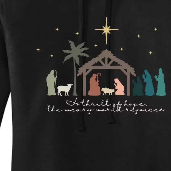 A Thrill Of Hope The Weary World Rejoices Christian Christmas Women's Pullover Hoodie