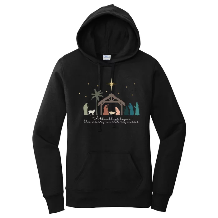 A Thrill Of Hope The Weary World Rejoices Christian Christmas Women's Pullover Hoodie