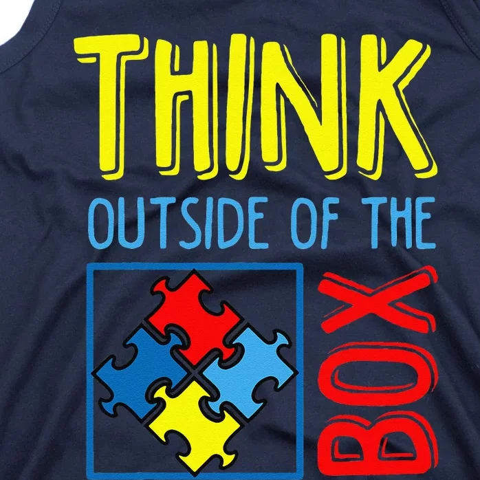 Autism Think Outside The Box Awareness Support Tank Top