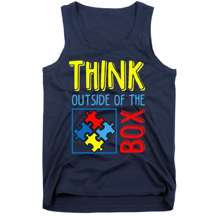 Autism Think Outside The Box Awareness Support Tank Top