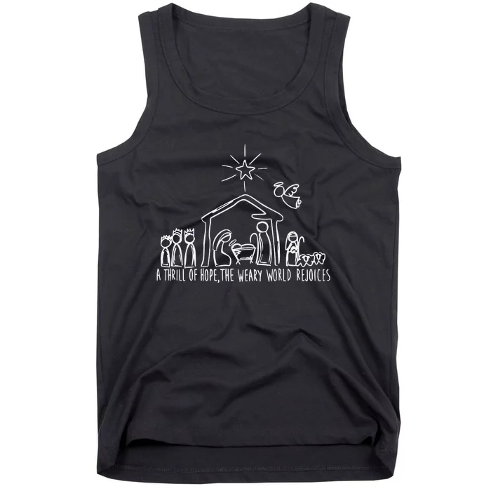 A Thrill Of Hope The Weary World Rejoices Christian Christmas Tank Top