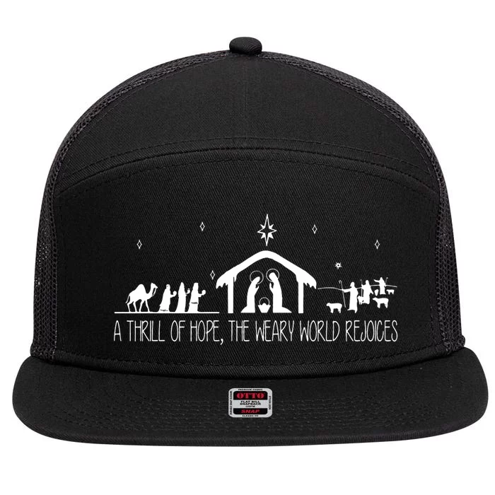 A Thrill Of Hope The Weary World Rejoices Merry Christmas Long Sleeve 7 Panel Mesh Trucker Snapback Hat