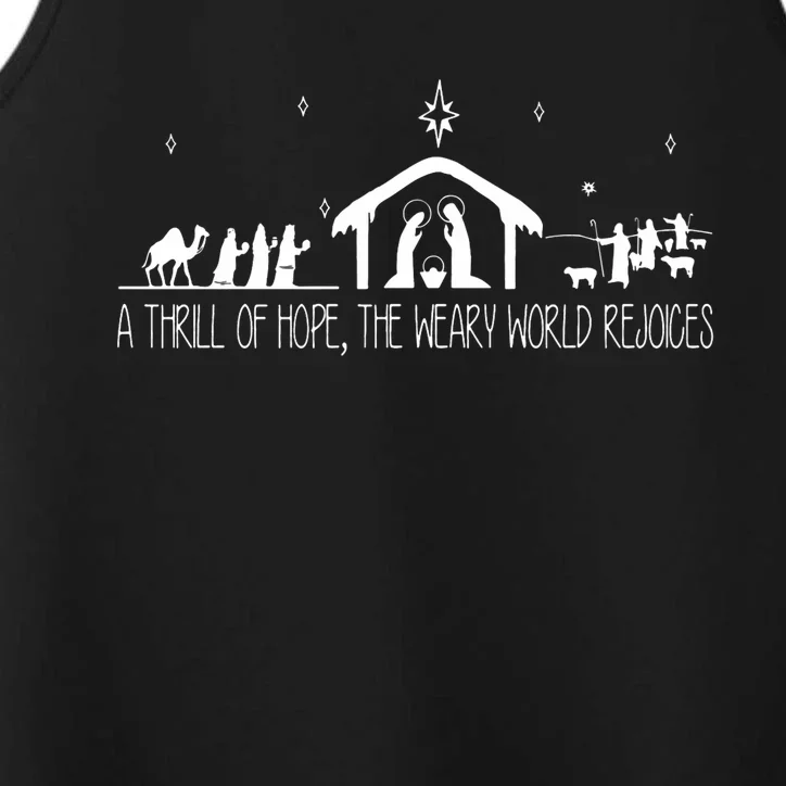 A Thrill Of Hope The Weary World Rejoices Merry Christmas Long Sleeve Performance Tank