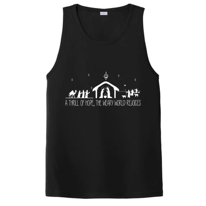 A Thrill Of Hope The Weary World Rejoices Merry Christmas Long Sleeve Performance Tank