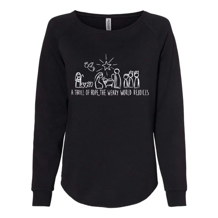 A Thrill Of Hope Nativity Christmas Womens California Wash Sweatshirt