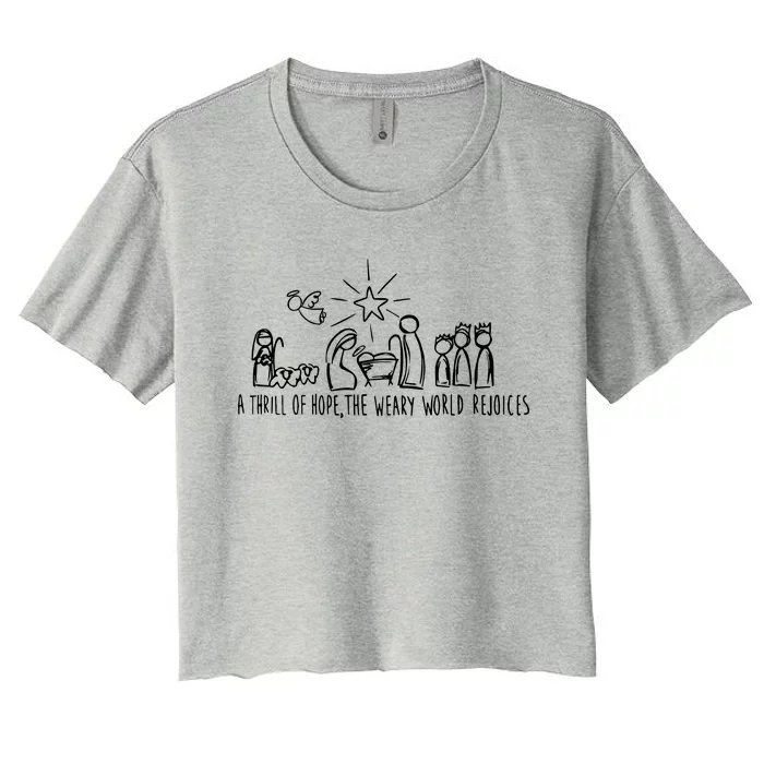 A Thrill Of Hope Nativity Christmas Women's Crop Top Tee