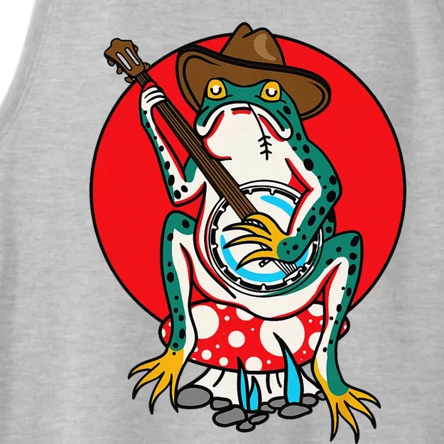 American Traditional Old School Tattoo Flash Frog Banjo Ladies Tri-Blend Wicking Tank