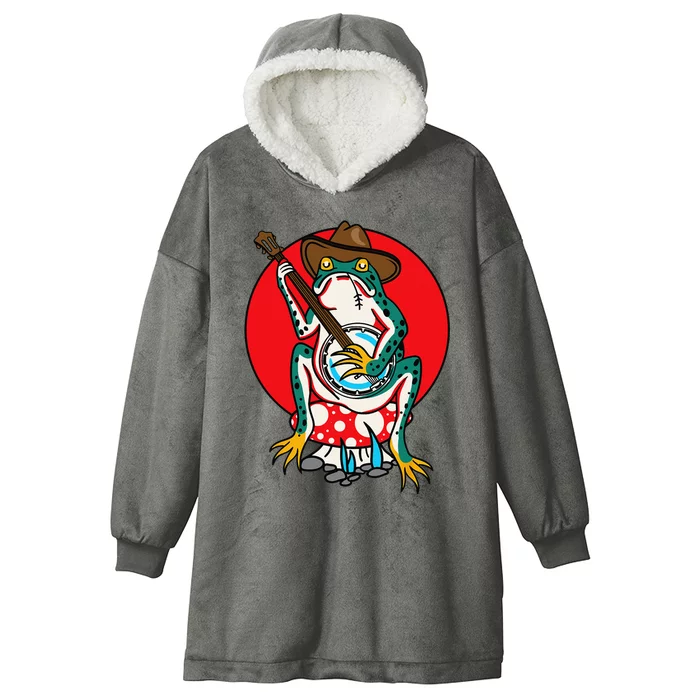 American Traditional Old School Tattoo Flash Frog Banjo Hooded Wearable Blanket