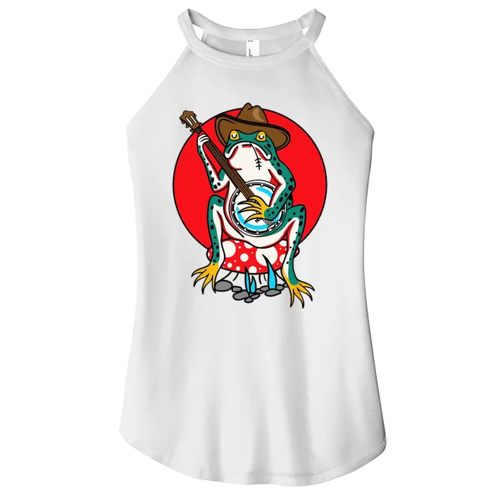 American Traditional Old School Tattoo Flash Frog Banjo Women’s Perfect Tri Rocker Tank