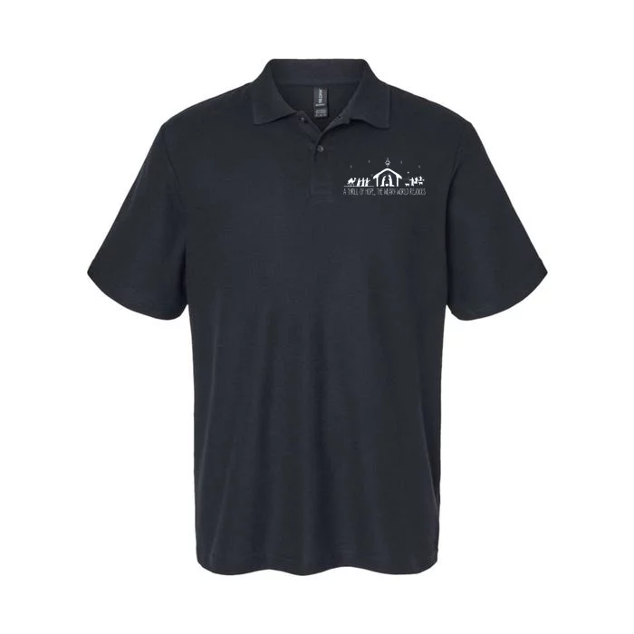 A Thrill Of Hope The Weary World Rejoices Merry Christmas Softstyle Adult Sport Polo