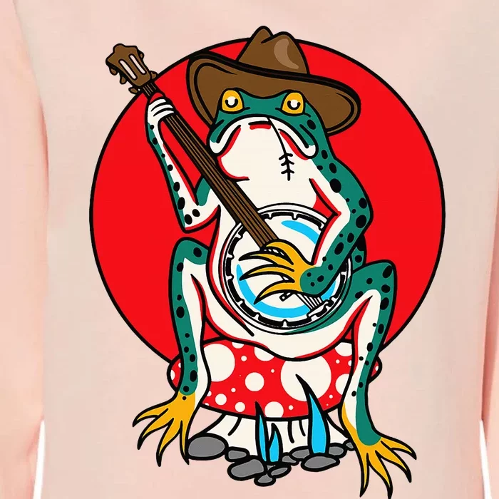 American Traditional Old School Tattoo Flash Frog Banjo Womens California Wash Sweatshirt