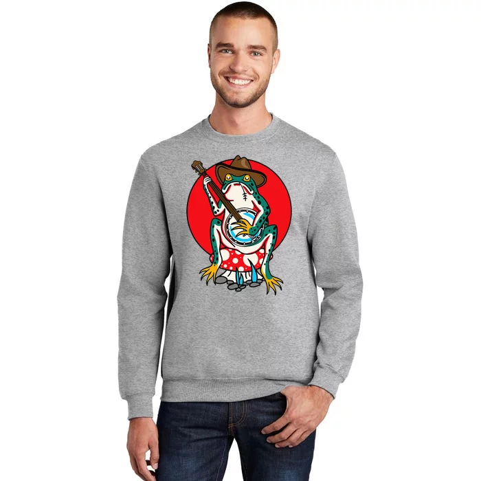 American Traditional Old School Tattoo Flash Frog Banjo Tall Sweatshirt