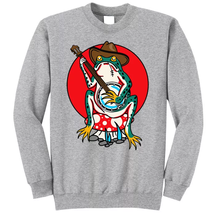 American Traditional Old School Tattoo Flash Frog Banjo Tall Sweatshirt