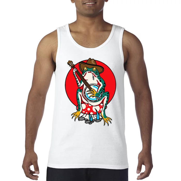 American Traditional Old School Tattoo Flash Frog Banjo Tank Top