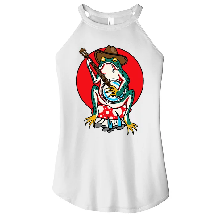 American Traditional Old School Tattoo Flash Frog Banjo Women’s Perfect Tri Rocker Tank