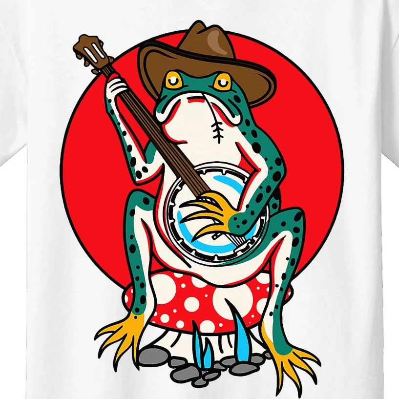 American Traditional Old School Tattoo Flash Frog Banjo Kids T-Shirt