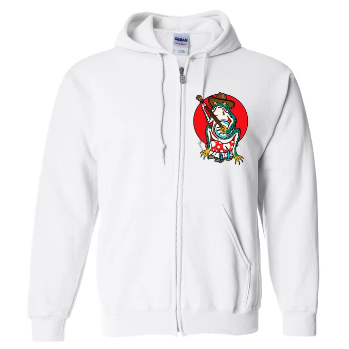 American Traditional Old School Tattoo Flash Frog Banjo Full Zip Hoodie