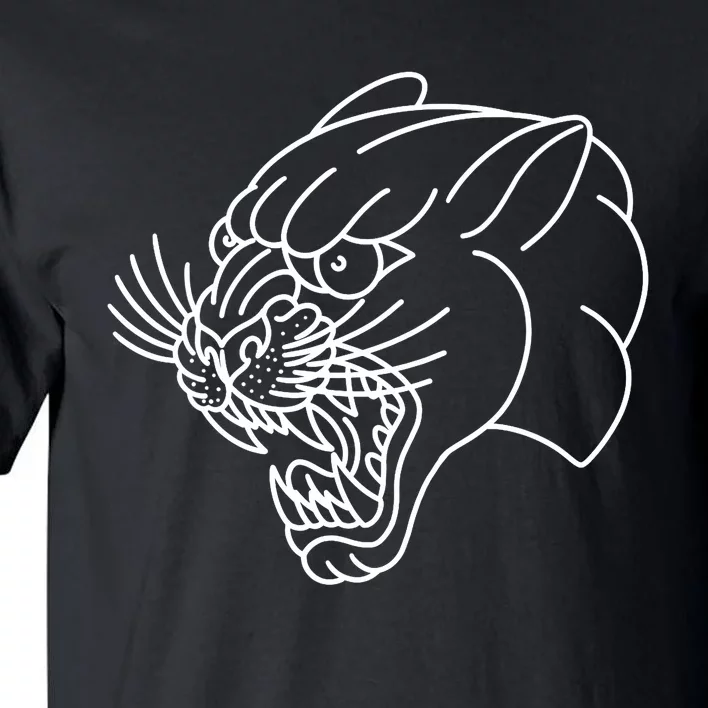 American Traditional Panther Head Outline Tattoo Tall T-Shirt