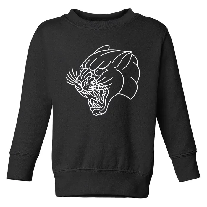 American Traditional Panther Head Outline Tattoo Toddler Sweatshirt