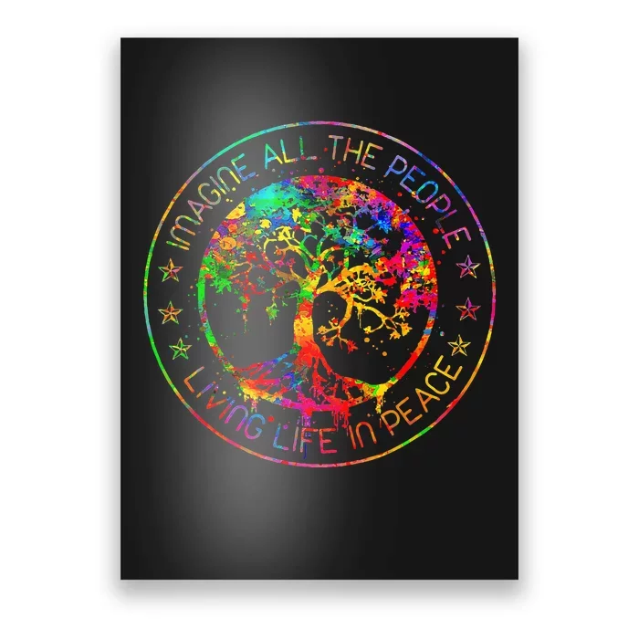 All The People Imagine Living Life In Peace Hippie Tie Dye Poster