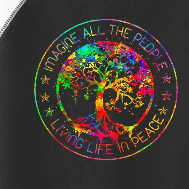 All The People Imagine Living Life In Peace Hippie Tie Dye Toddler Fine Jersey T-Shirt